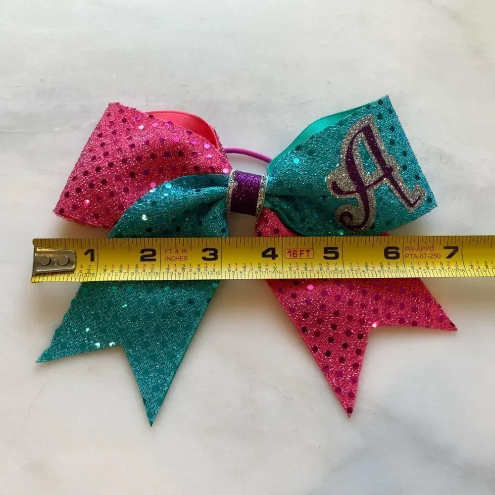 Three Large Girl Bows “Addison” “A” and Red